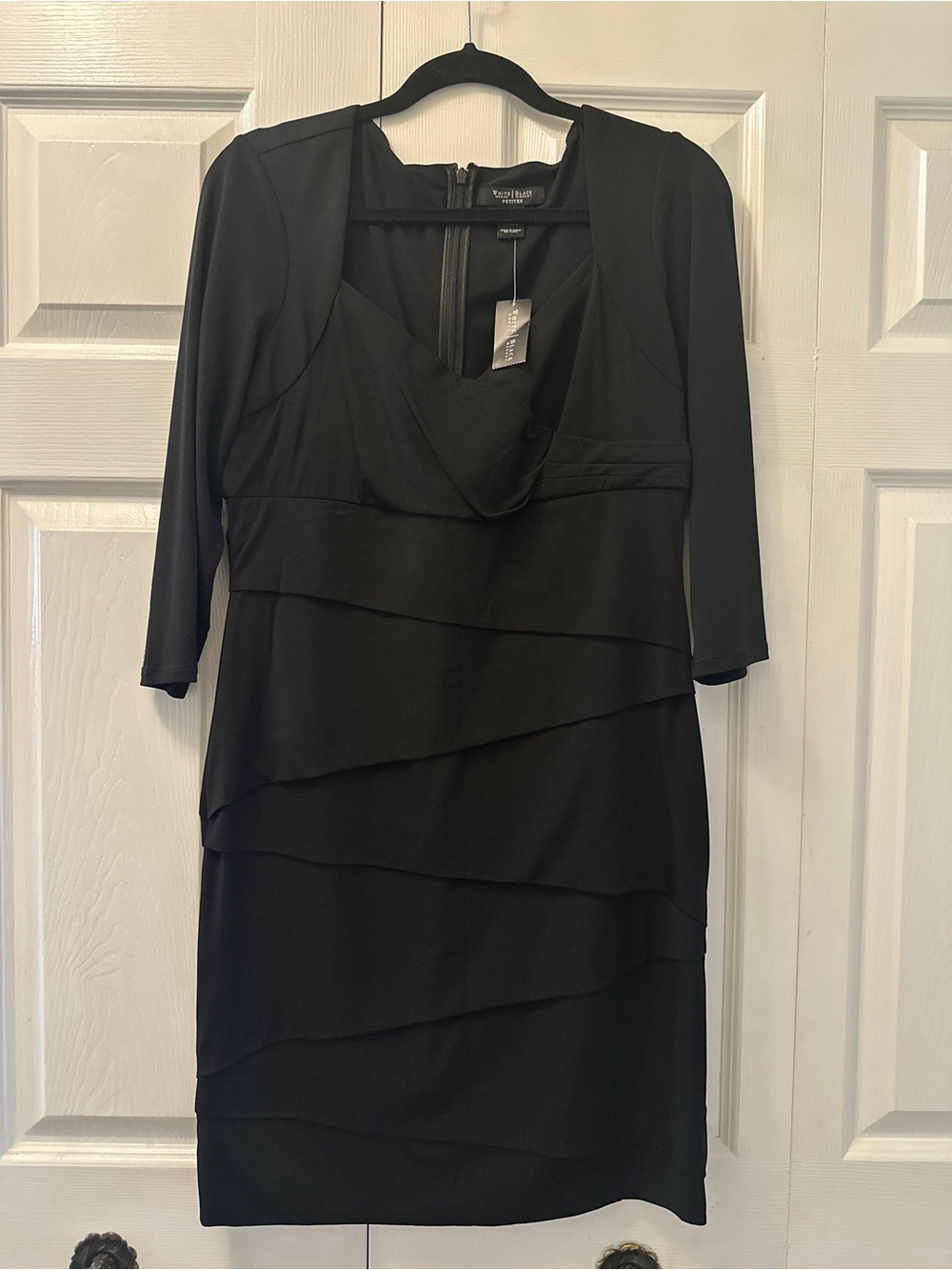 White House Black Market Black Layered Long-Sleeve Sheath Dress